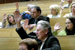 Dėstytojų protestas Sąjūdžio auditorijoje Dėstytojų protestas Sąjūdžio auditorijoje
