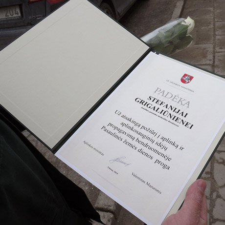 Įvertinta aplinkosauginė direktorės veikla Įvertinta aplinkosauginė direktorės veikla