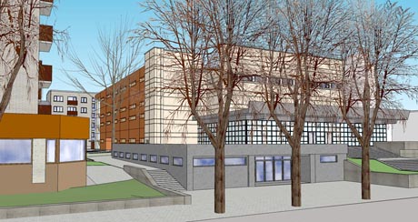 Koncertų salei projektuojamas priestatas Koncertų salei projektuojamas priestatas