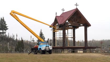 Remontuojama popiežiaus koplyčia prie Kryžių kalno
